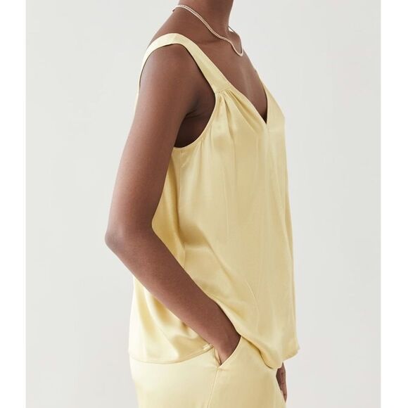 CLOSED Eden Top Charmeuse Tank Top 100% Viscose Chartreuse Green Yellow Medium - Picture 3 of 14